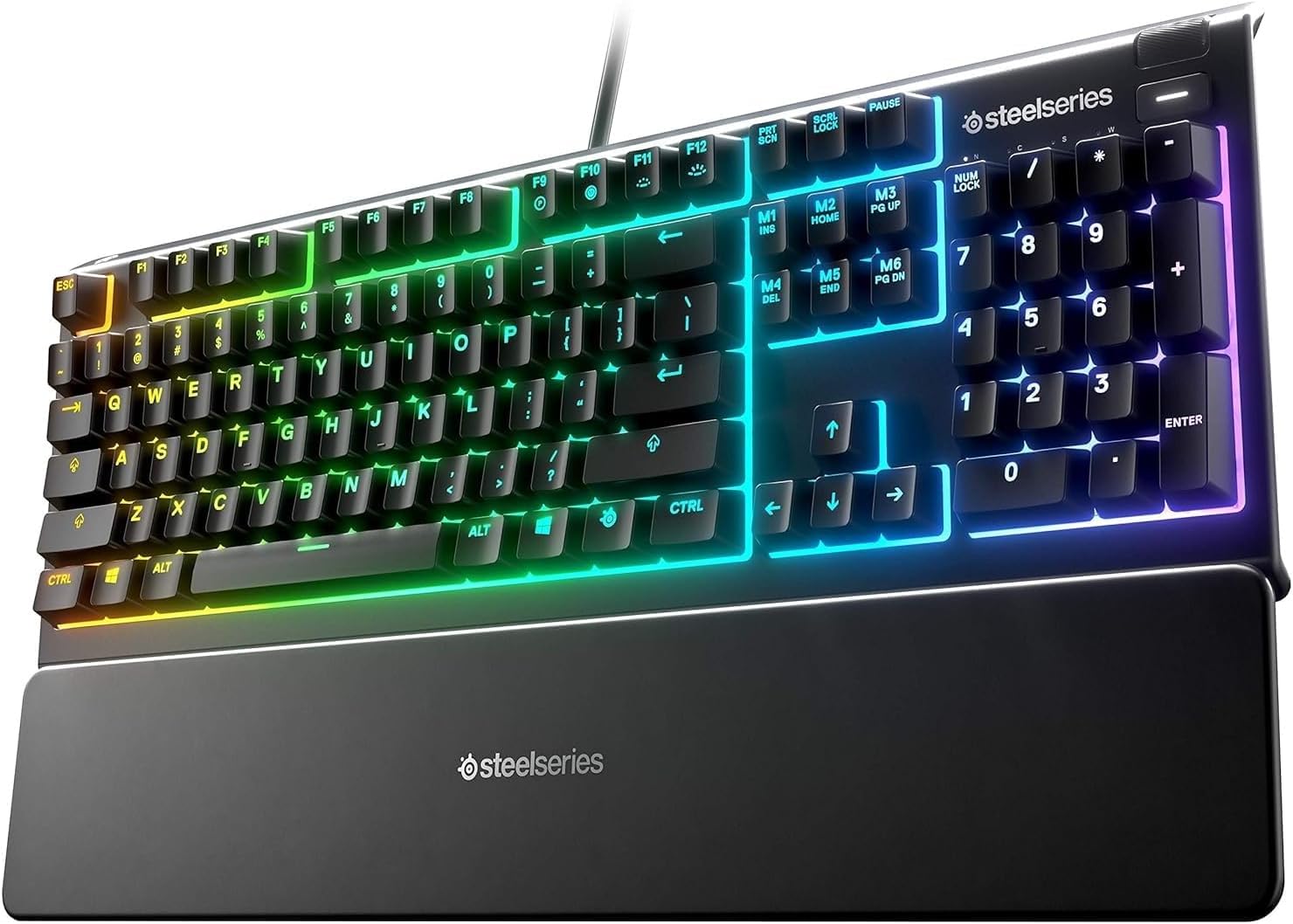 SteelSeries Apex 3 Water-Resistant Silent Wired Keyboard with RGB Lighting, Black